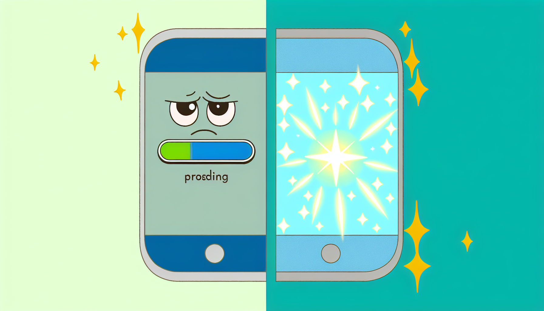 Before and after comparison showing slow iPhone becoming fast